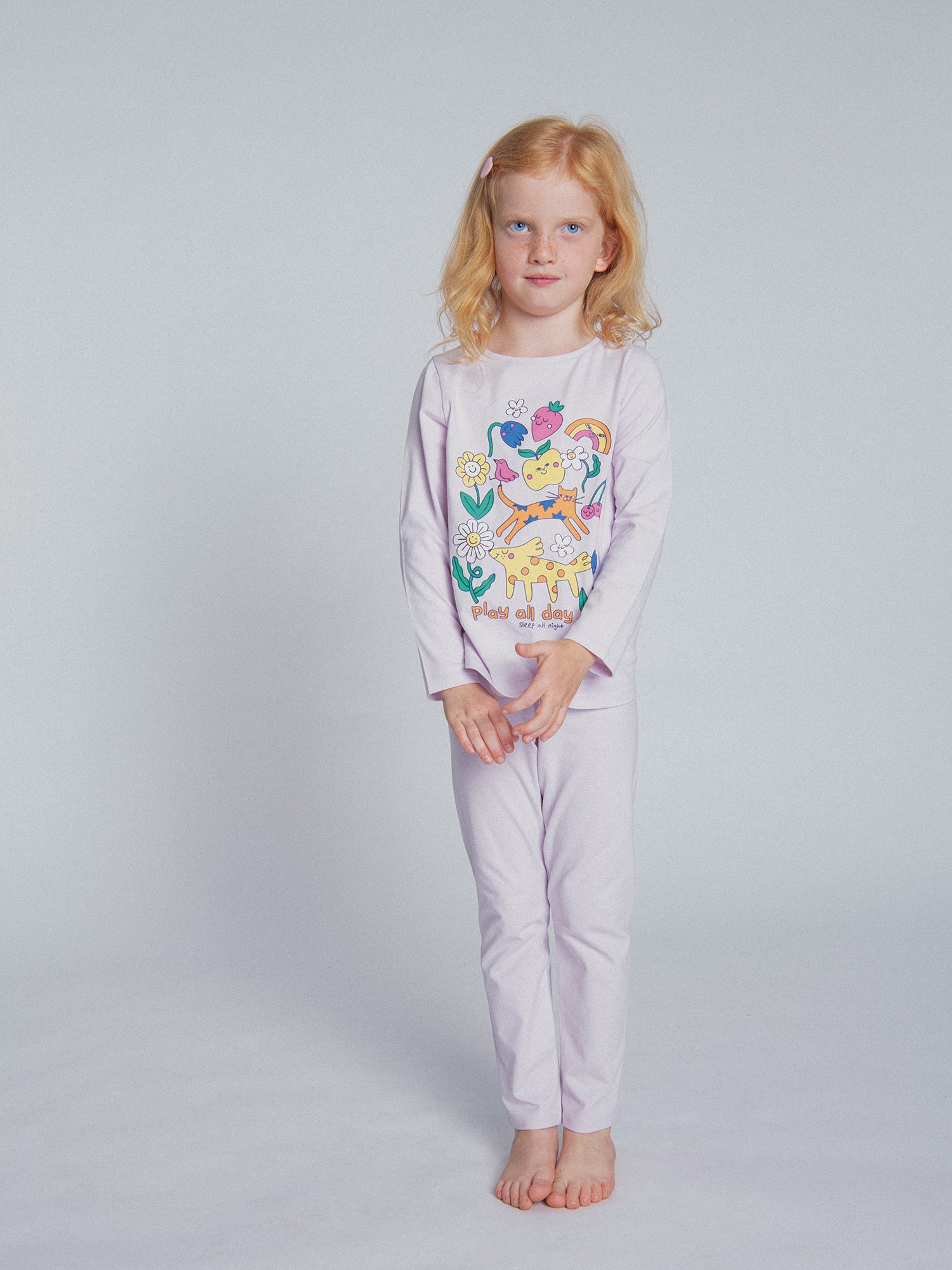 Pyjama 2 pièces violet "Play all day" phosphorescente pour enfant fille