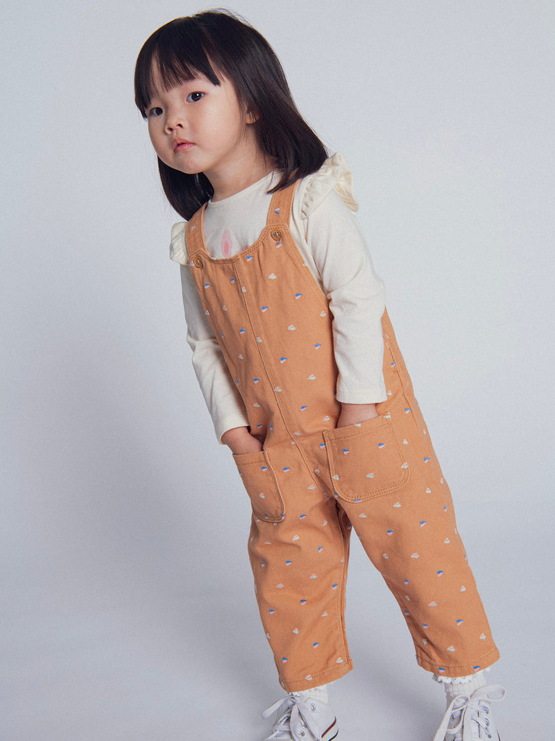 Tee-shirt écru à volants "Lapin à trottinette" pour bébé fille