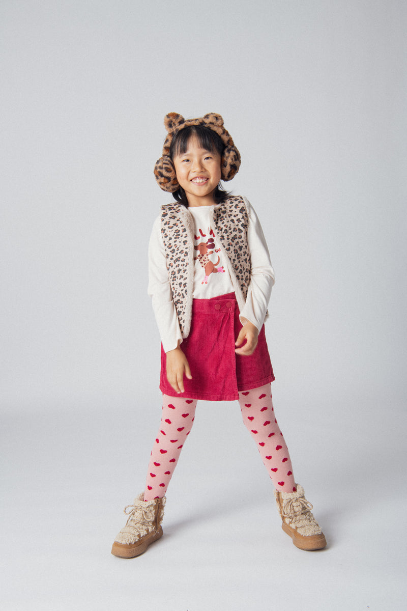 Cárdigan reversible de pelaje sintético con estampado de leopardo para niña