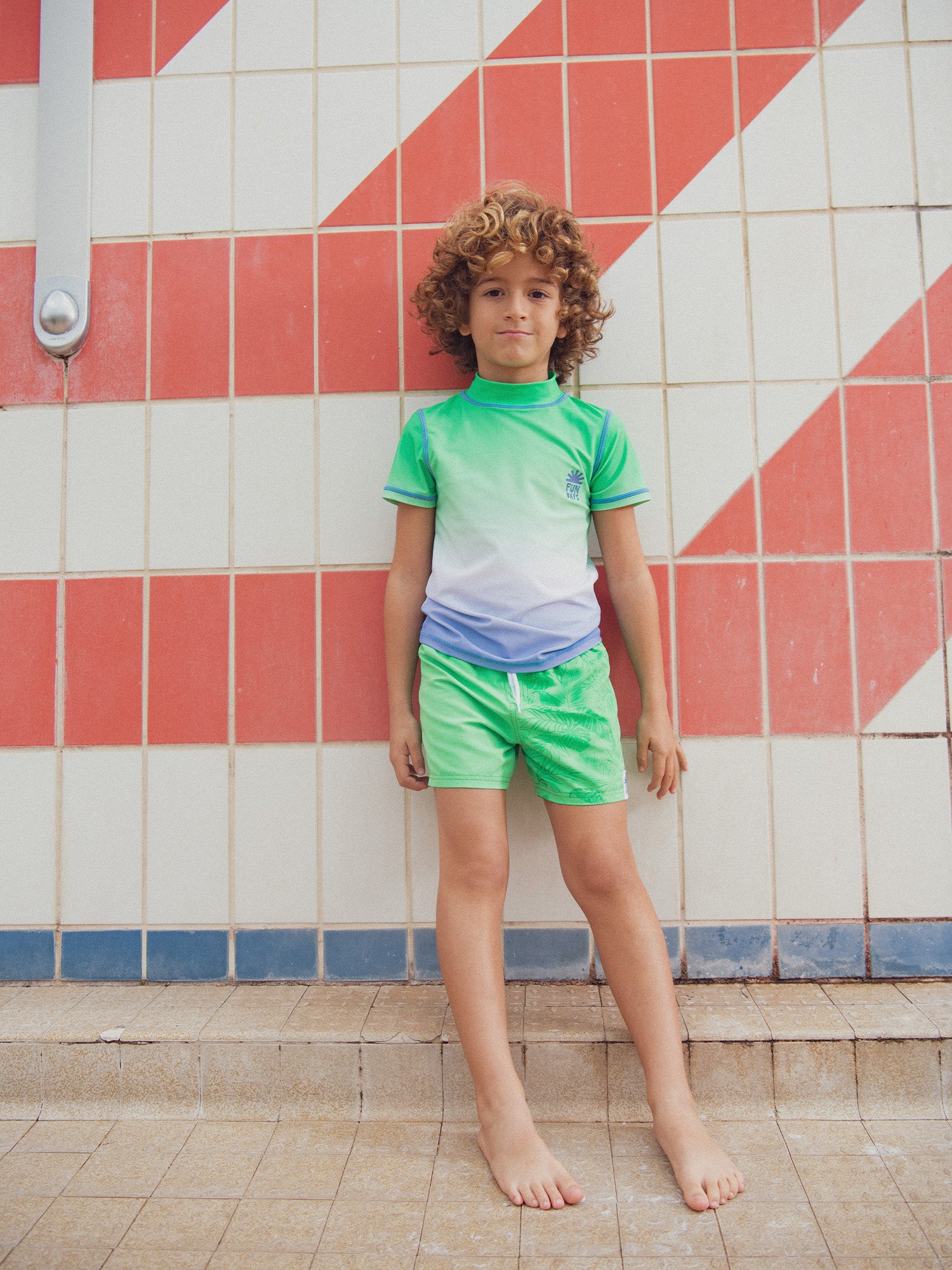 Camiseta de baño UPF 50+ bicolor tie&dye para niño