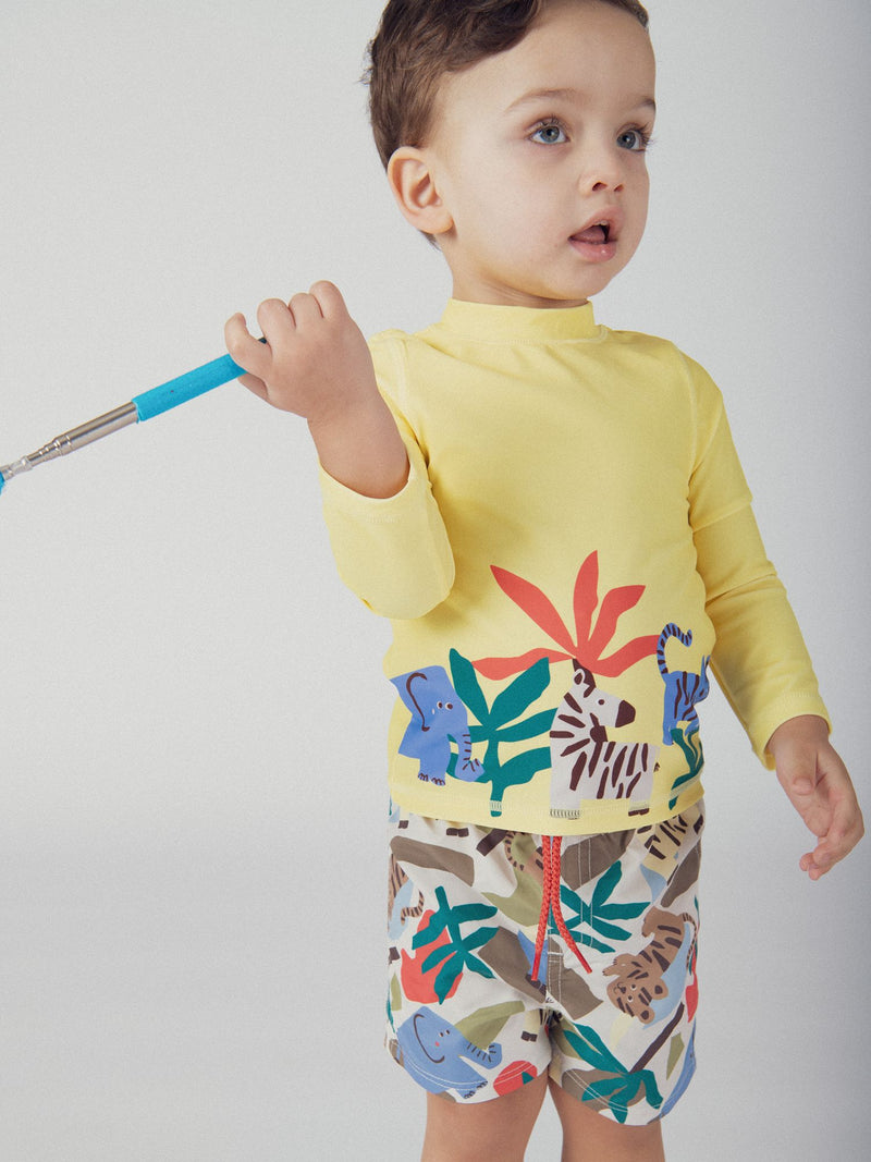 Camiseta de baño UPF 50+ amarilla para bebé niño