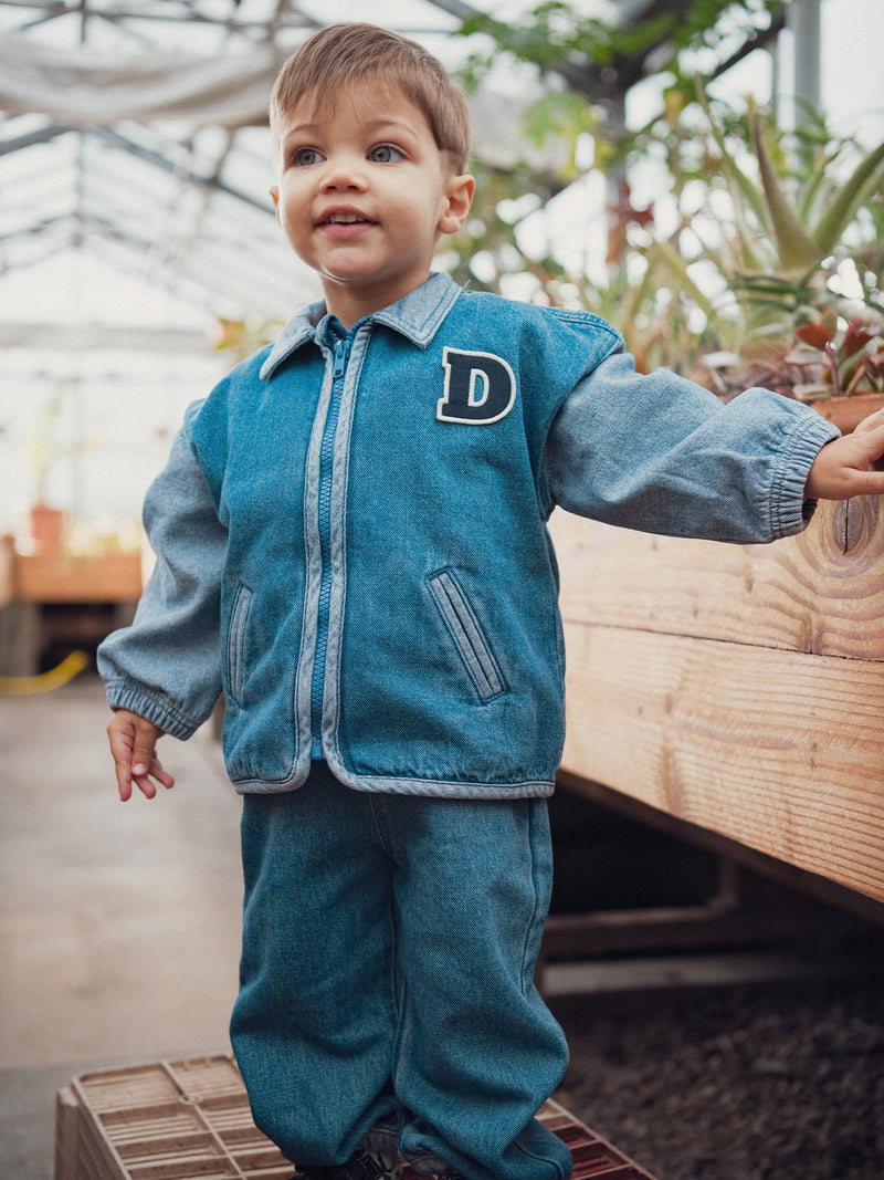 Bomber de denim con parche "D" para bebé niño