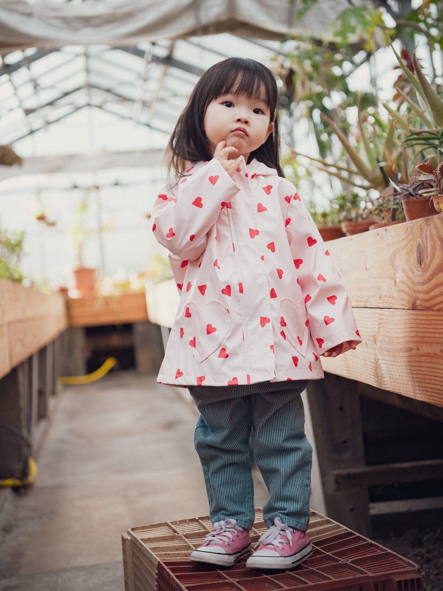 Imperméable rose imprimé cœurs pour bébé fille