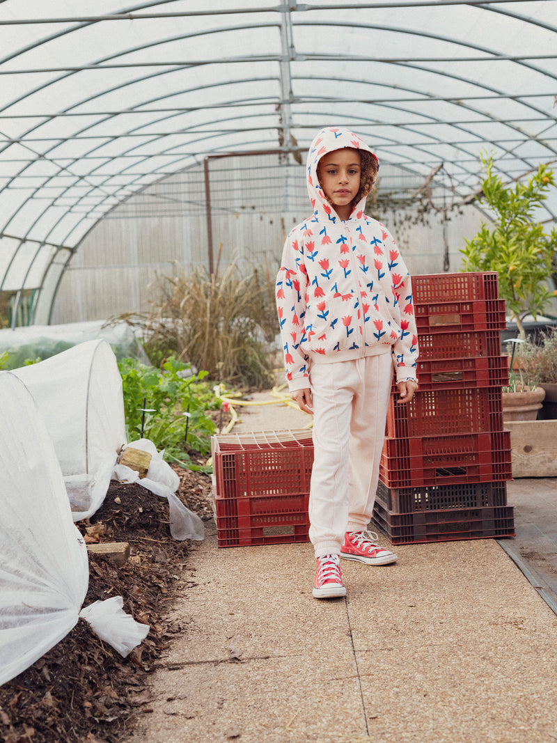 Blusa de jogging rosa con coquelicots para niñas