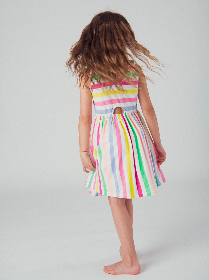 Vestido de tirantes con rayas multicolores para niñas