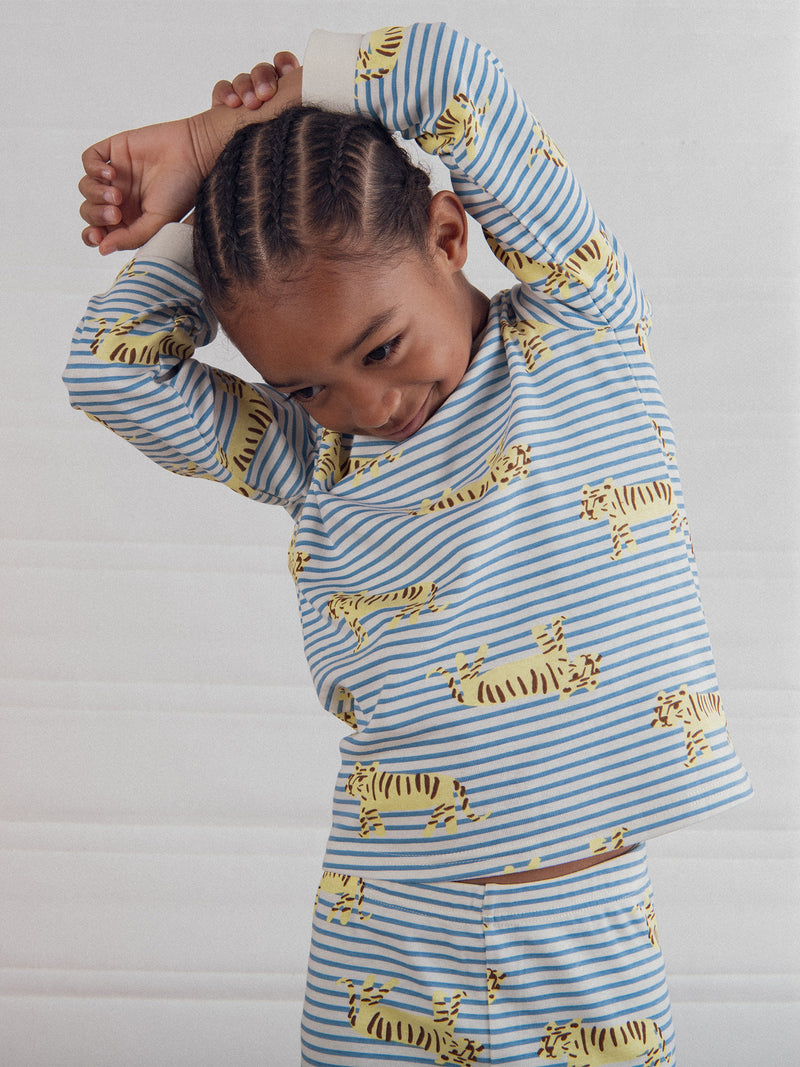 Pijama rayado con imagen integral de tigre para niño