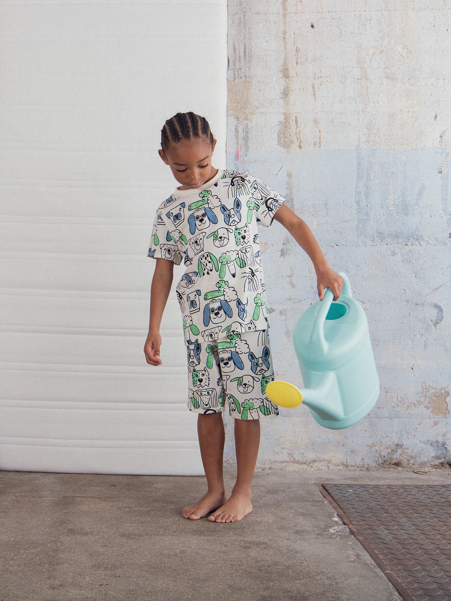 Pijama Corto Impreso "Retratos de Perros" para Niño