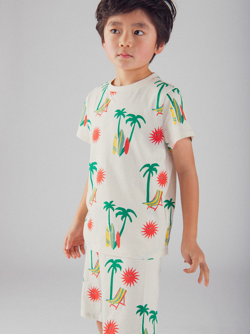 Pijama Corto Impreso "Playa Tropical" para Niño