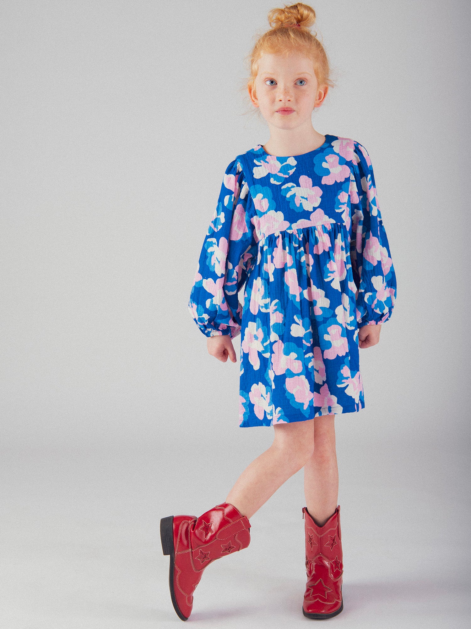 Robe bleue imprimé floral pour fille