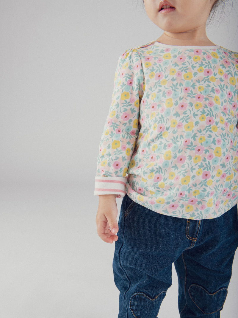 Camiseta reversible con motivo de flores pastel para bebé niña