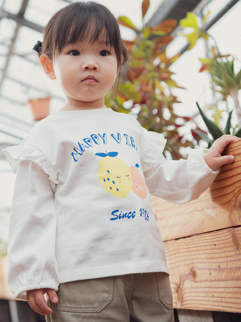 Camiseta con Mangas Volantes Motivo Fruta para Bebé Niña