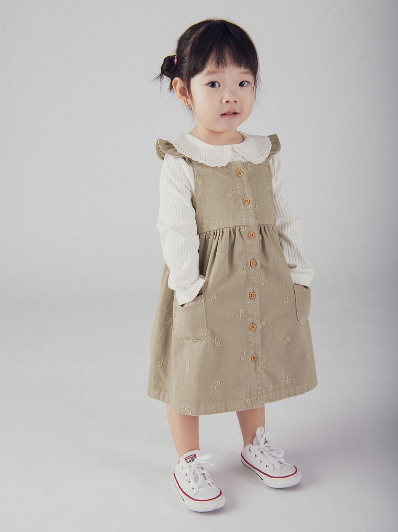 Peto vestido con bordados de flores para bebé niña