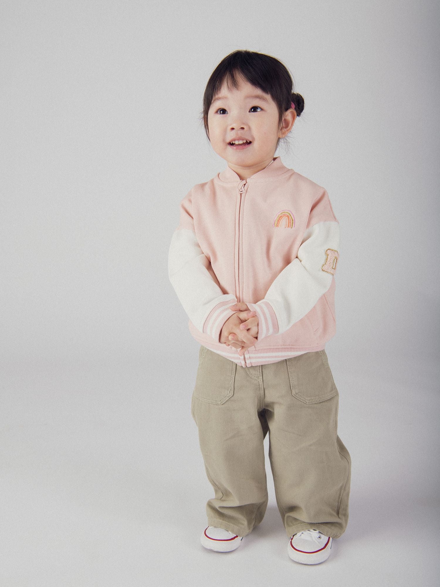 Bomber rosa vintage para bebé niña