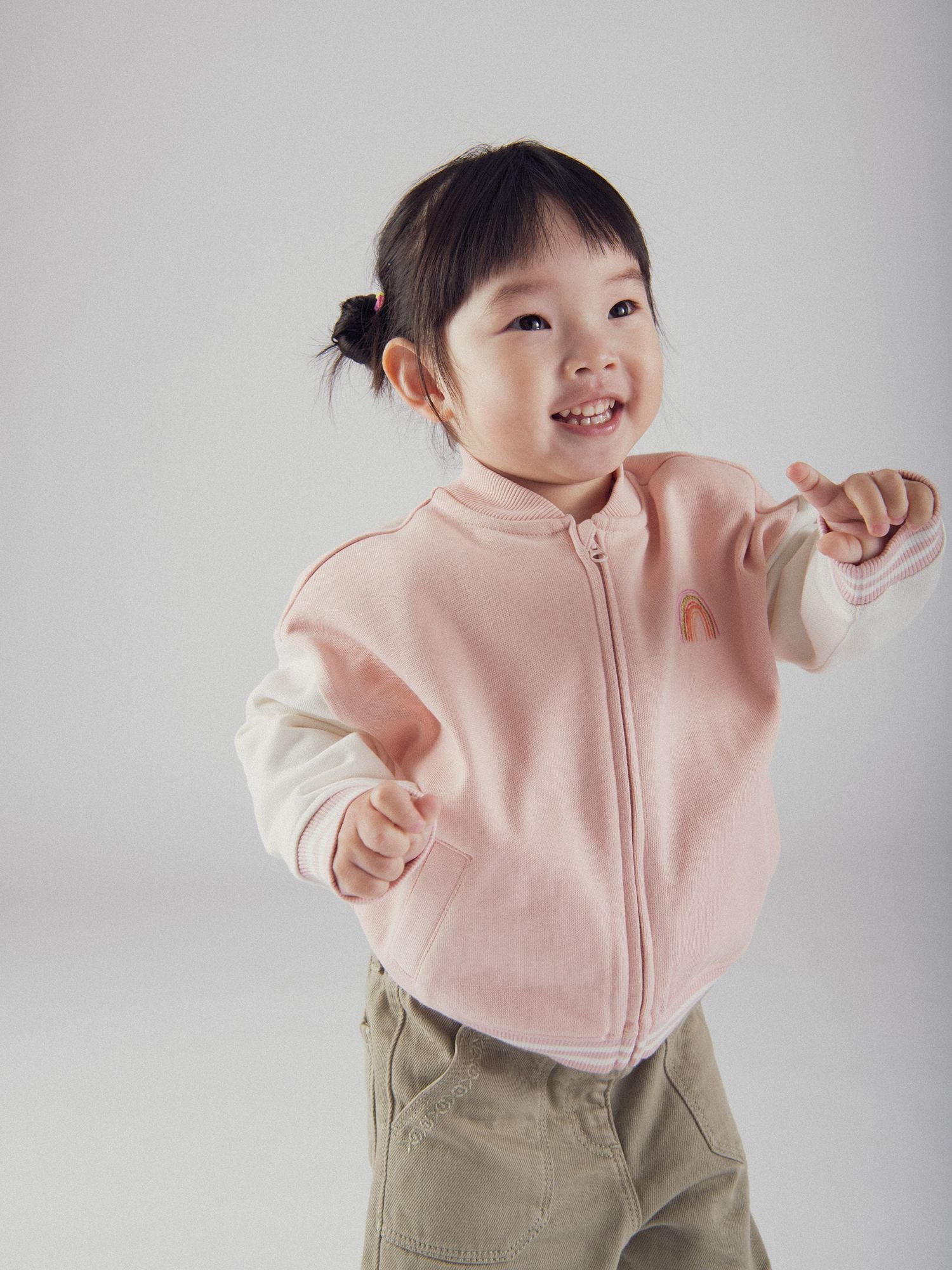 Bomber rosa vintage para bebé niña