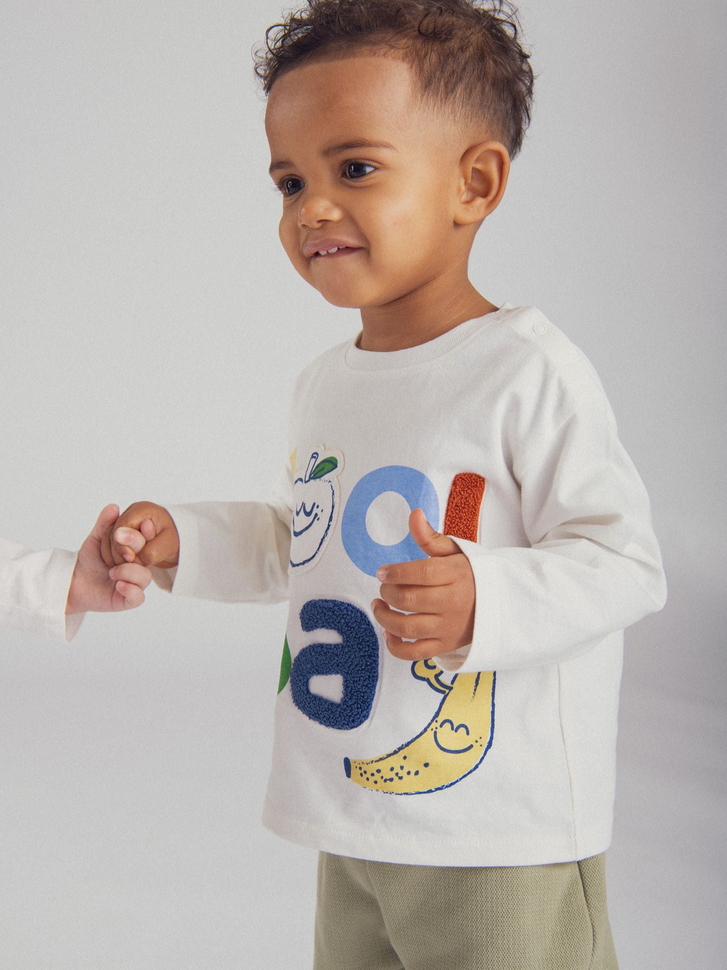 Camiseta ecru con motivo de fruta para bebé niño