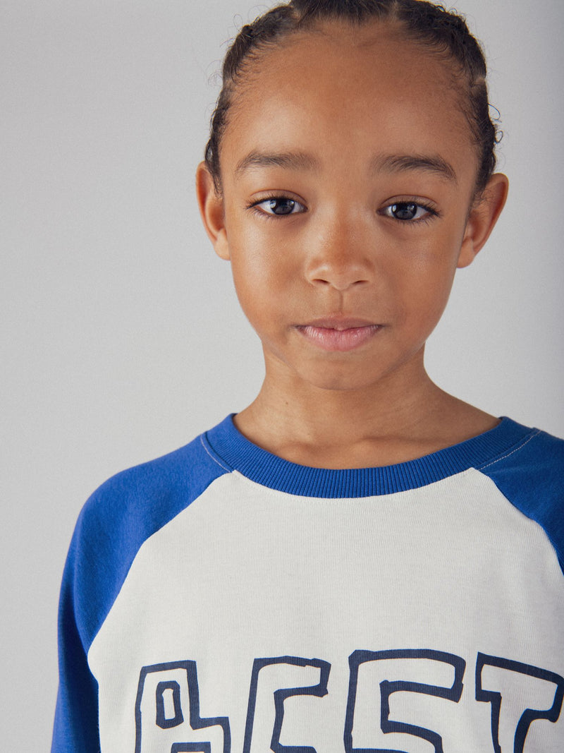 Camiseta de Mangas Largas Azul y Blanca para Niño