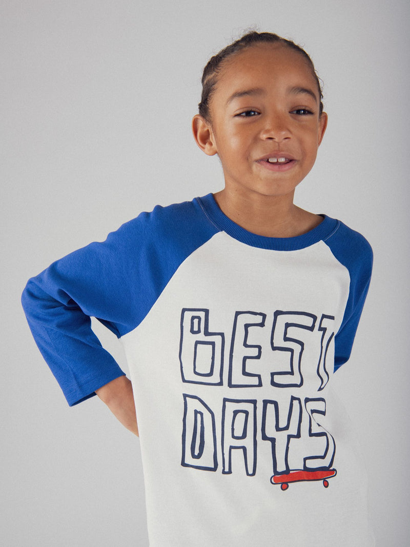 Camiseta de Mangas Largas Azul y Blanca para Niño
