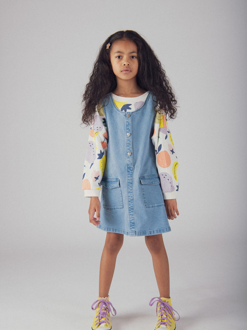 Vestido de Denim con Botones para Niñas