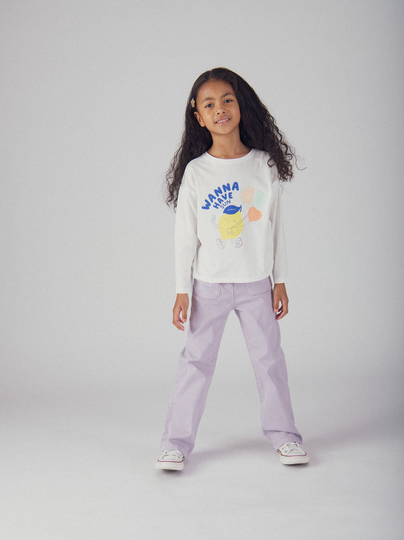 T-shirt manches longues animation citron pour fille