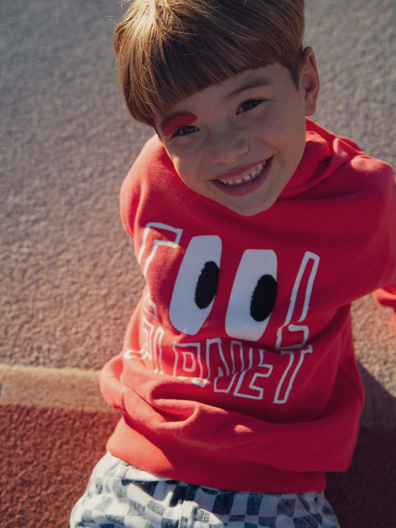 Sudadera roja con animación y capucha para niños