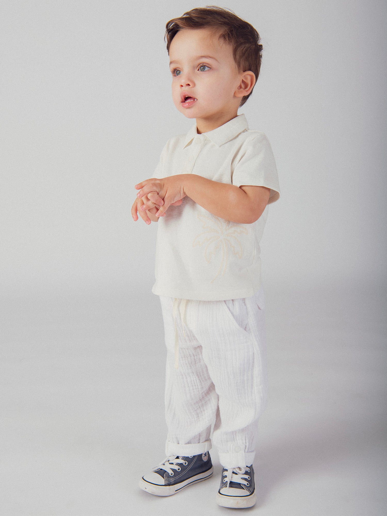 Pantalón Ecru con Bajos Ajustables para Bebés Niños