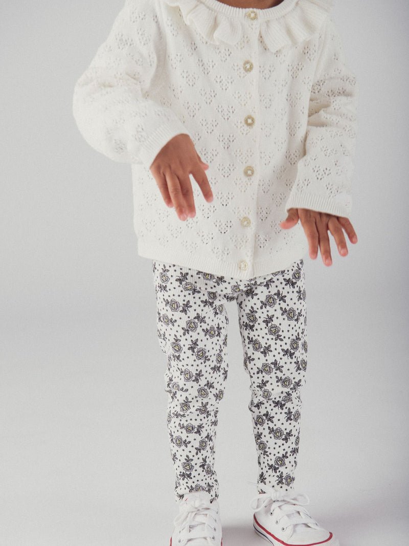 Cardigan de Vainilla con Collar para Bebé Niña