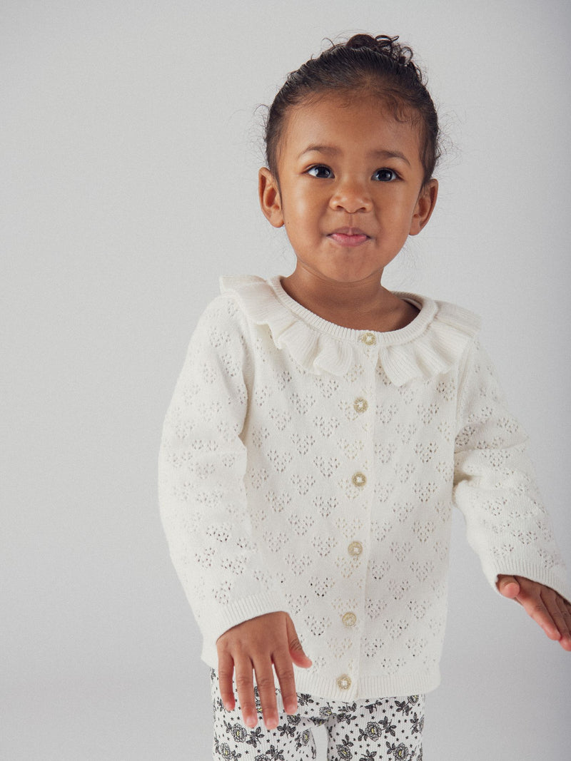 Cardigan de Vainilla con Collar para Bebé Niña
