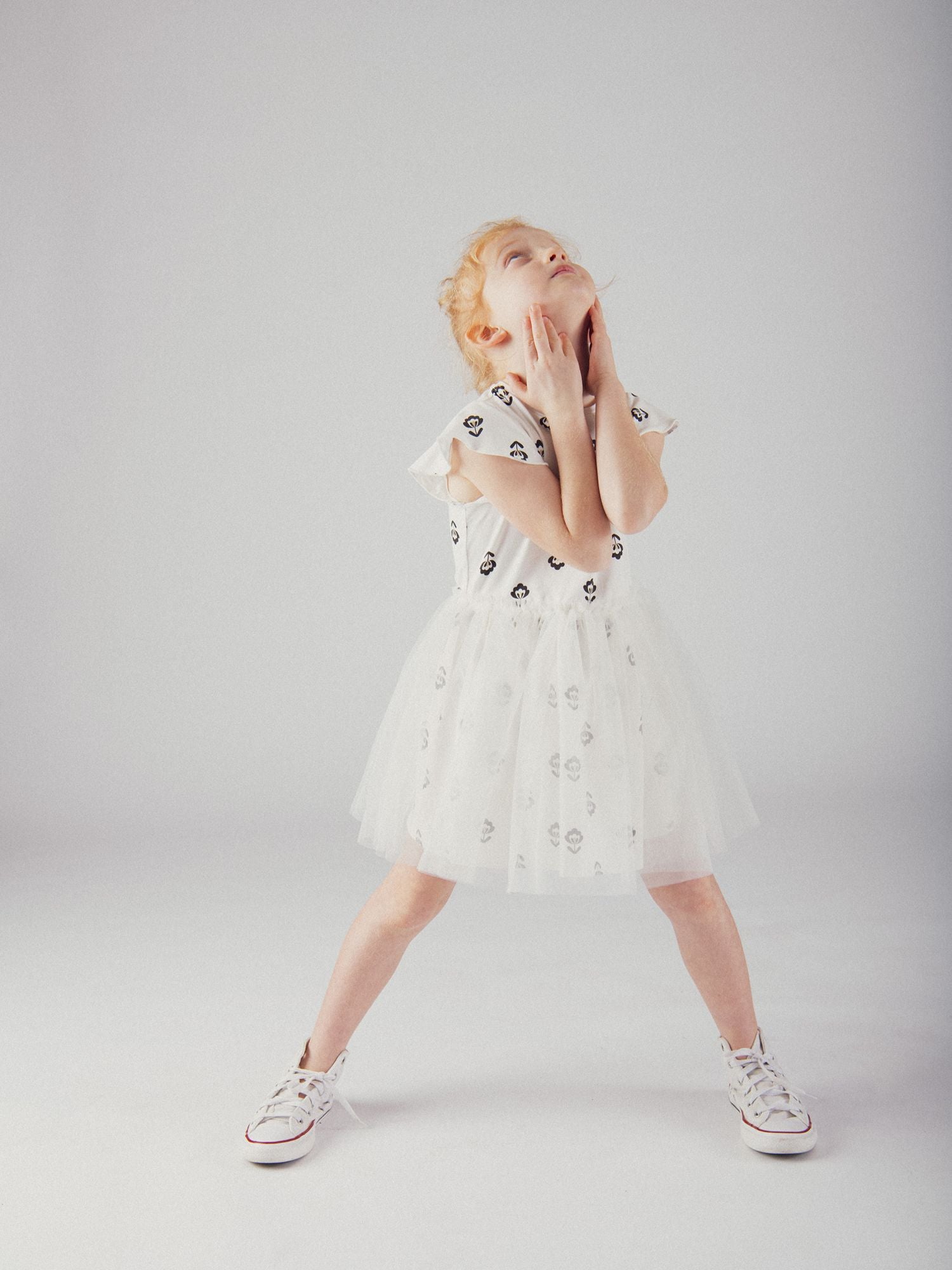 Robe écru bi-matière pour fille