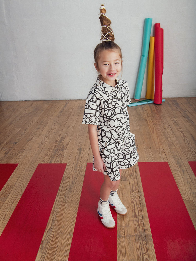 Shorts de color crema con estampado gráfico para niñas