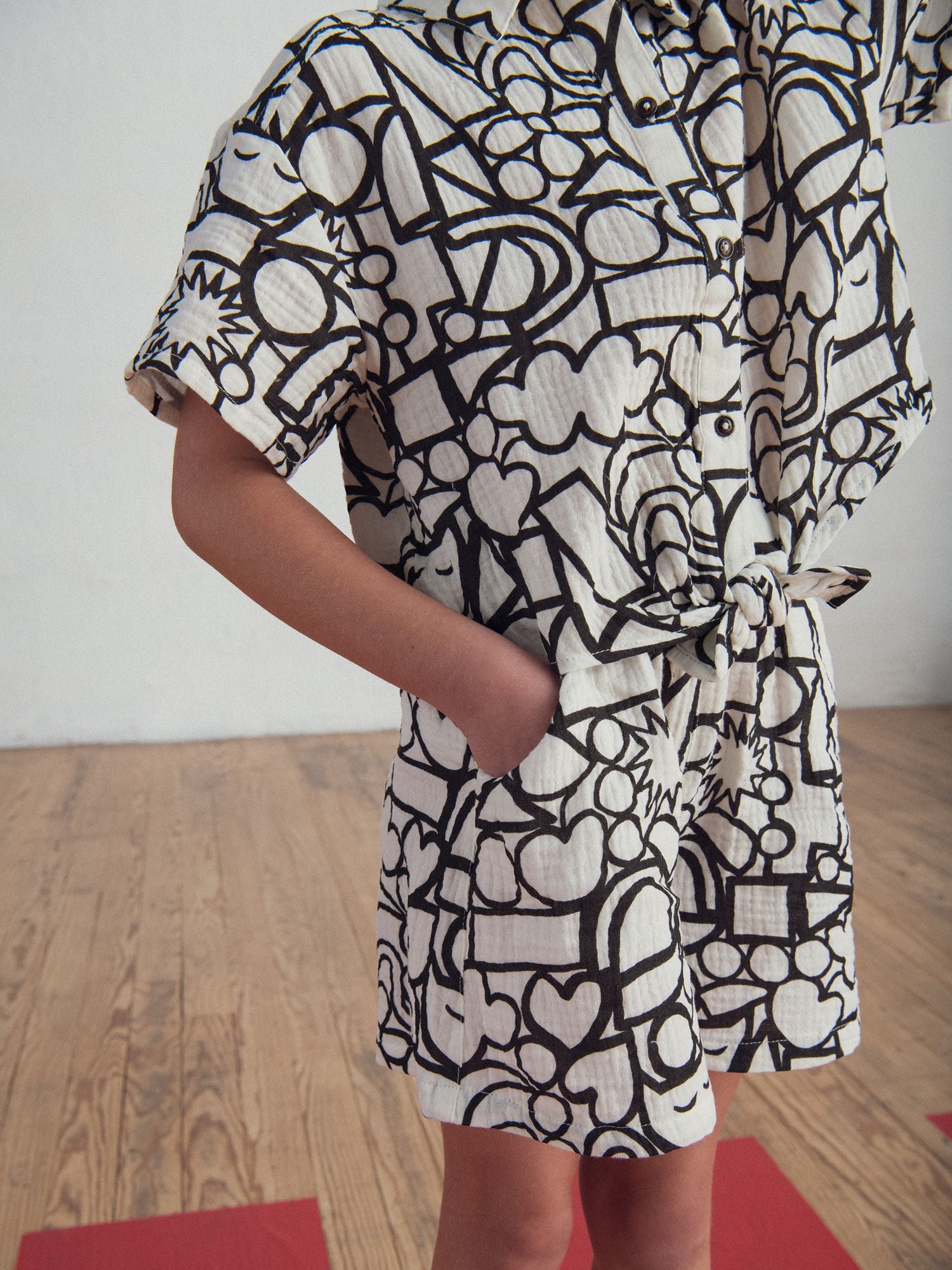 Chemise écrue à imprimé graphique pour fille