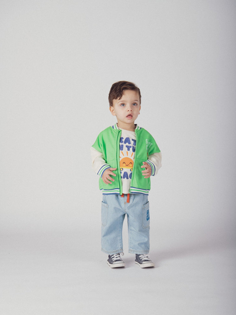 Pantalón de denim claro con cordón "Skate Party" para bebé niño