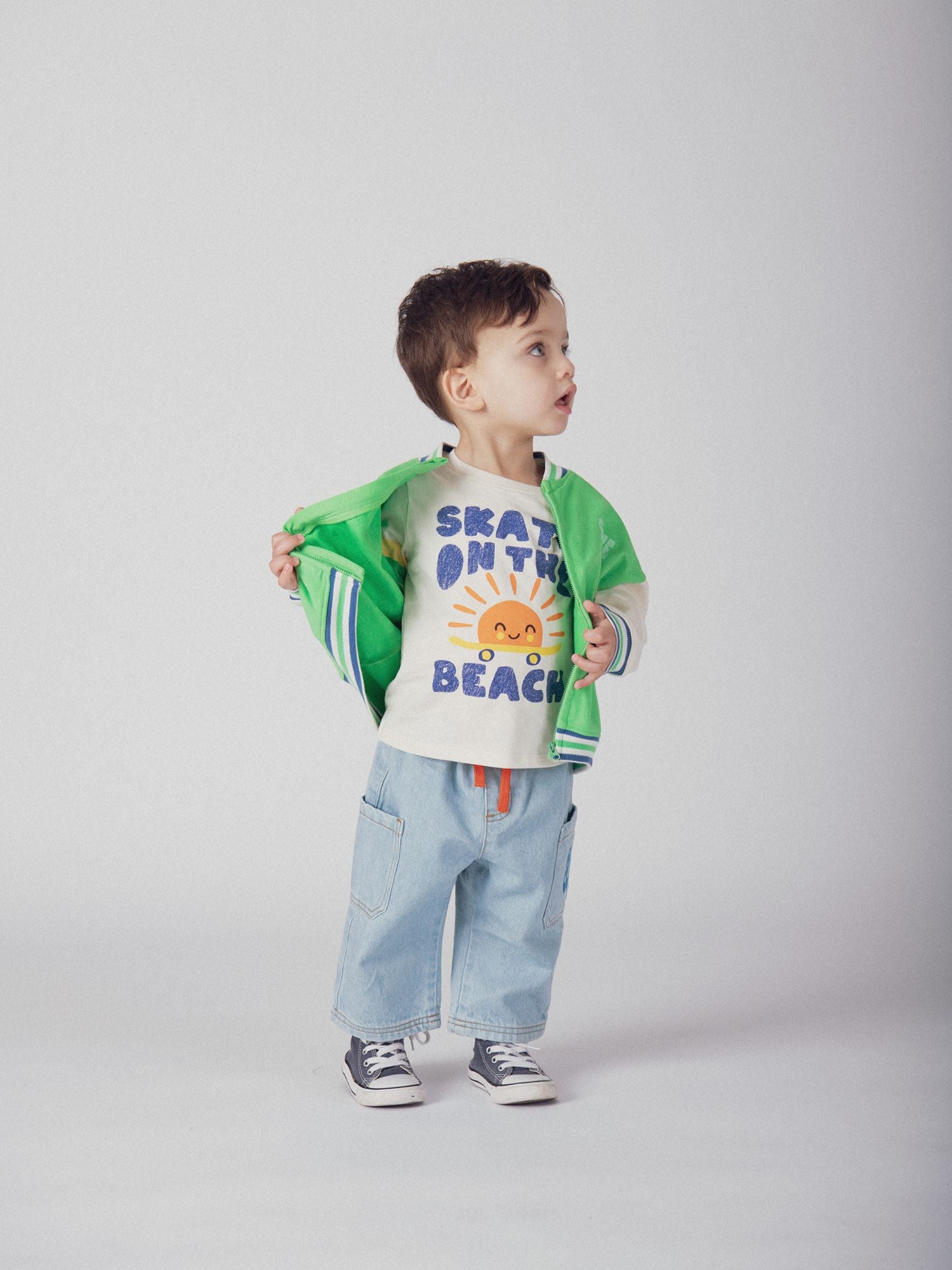 Chaleco verde "Skate Club" con cremallera para bebé niño