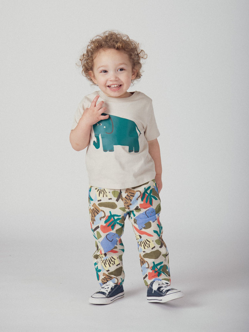 Camiseta beige con diseño de "Elefante" para bebé niño