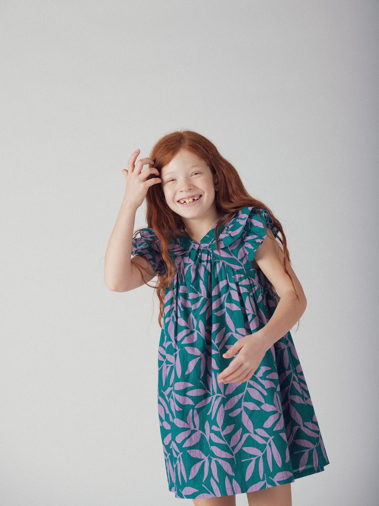 Robe verte à imprimé floral pour fille