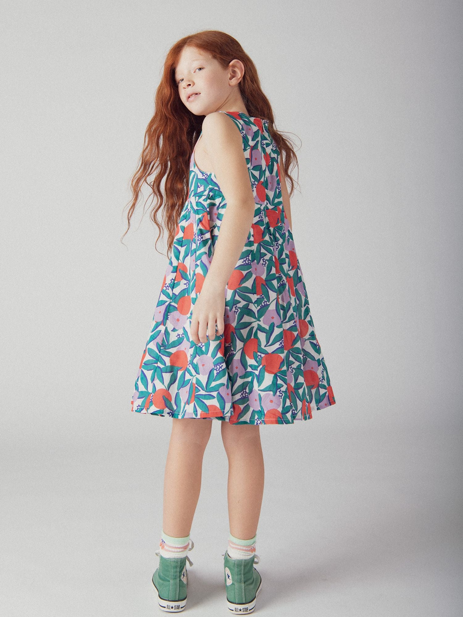 Robe sans manche à imprimé floral pour fille