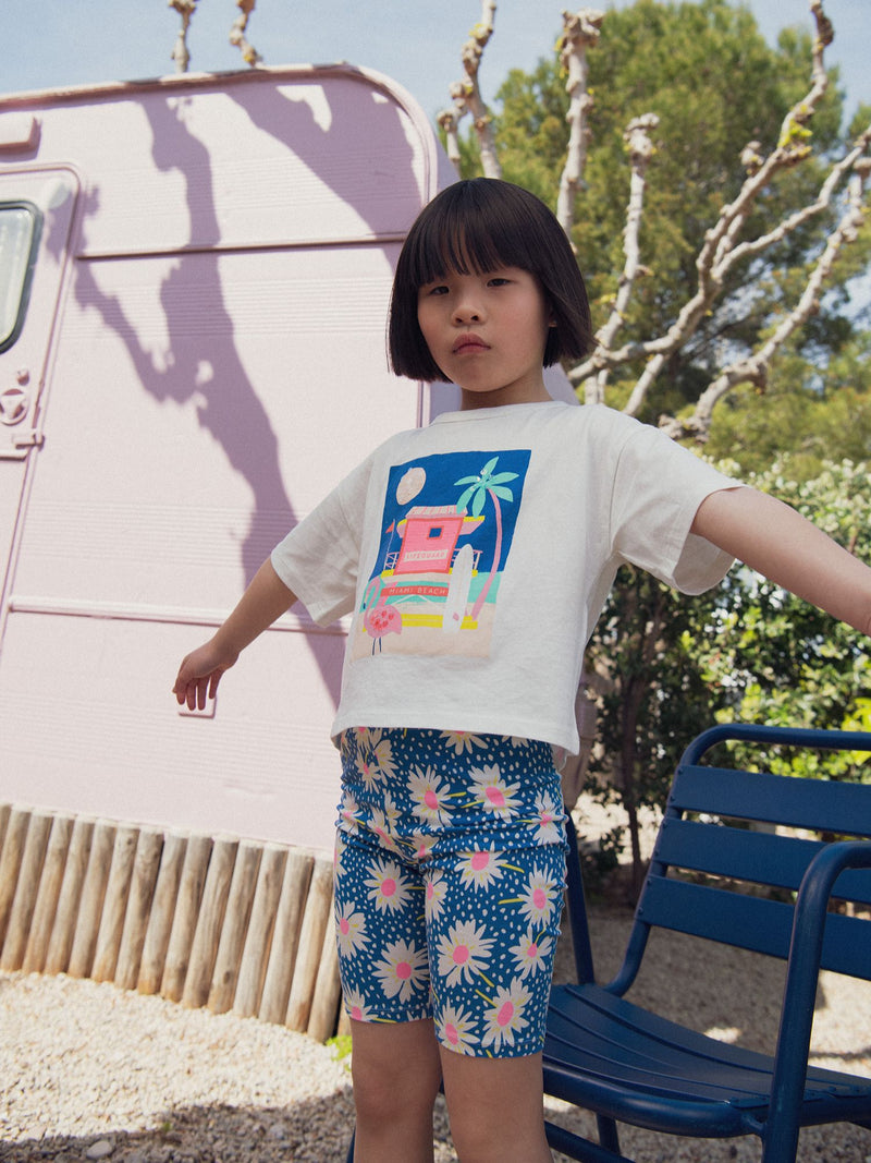 Pantalones Cortos Azules con Flores para Niñas