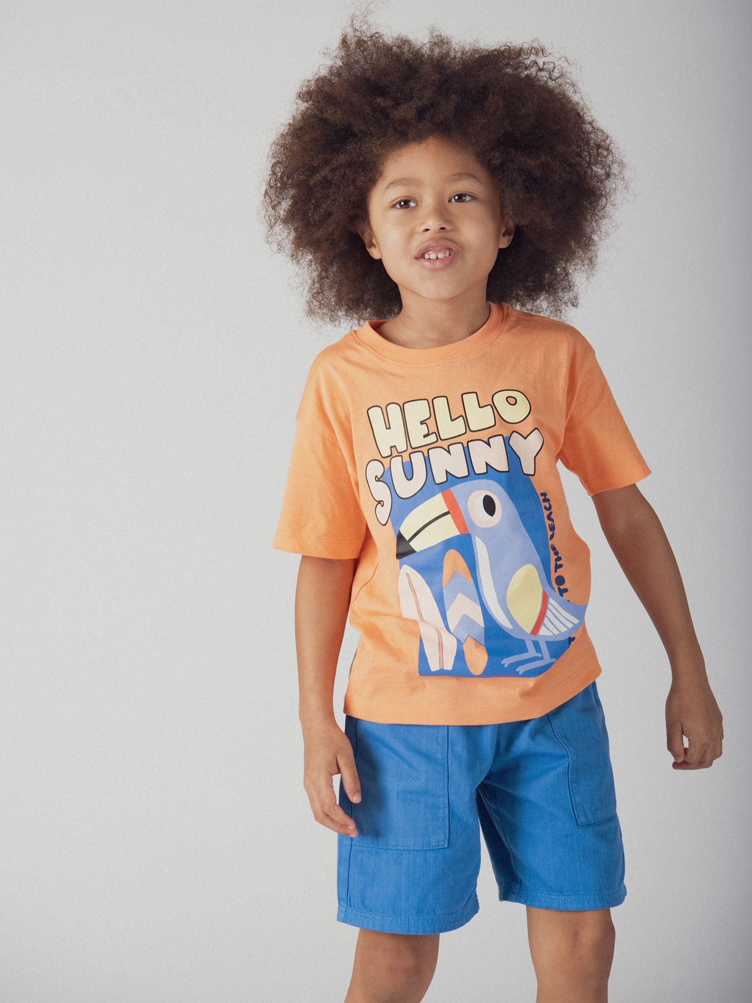 T-shirt orange animation Toucan pour garçon