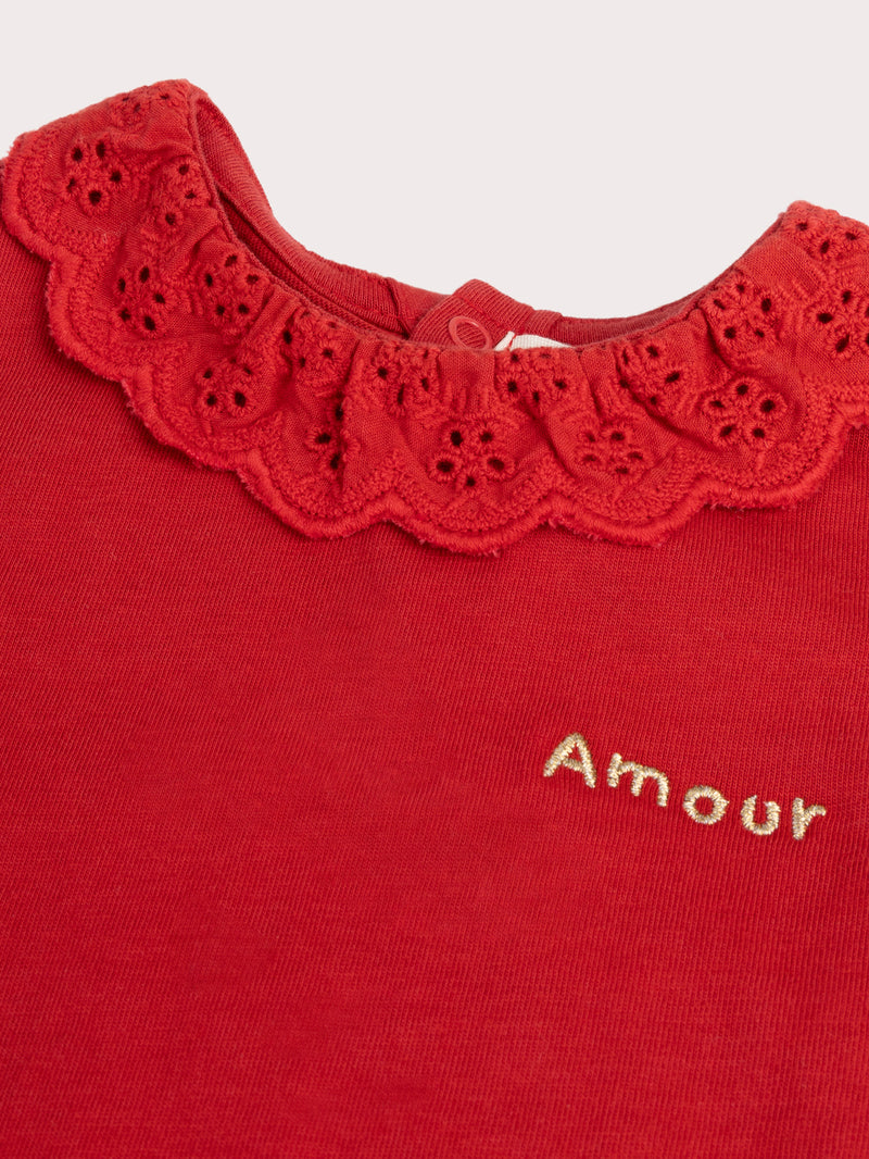 Brassiere Roja de Mangas Cortas para Bebé Niña