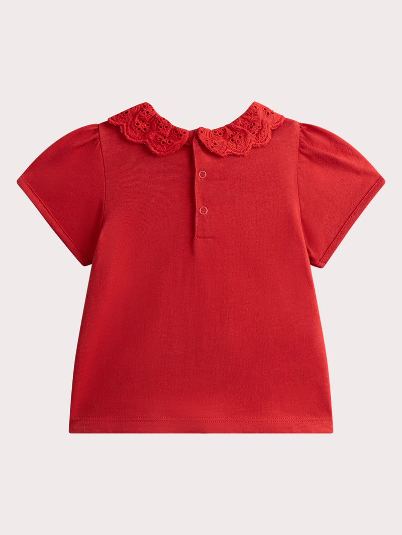 Brassiere Roja de Mangas Cortas para Bebé Niña