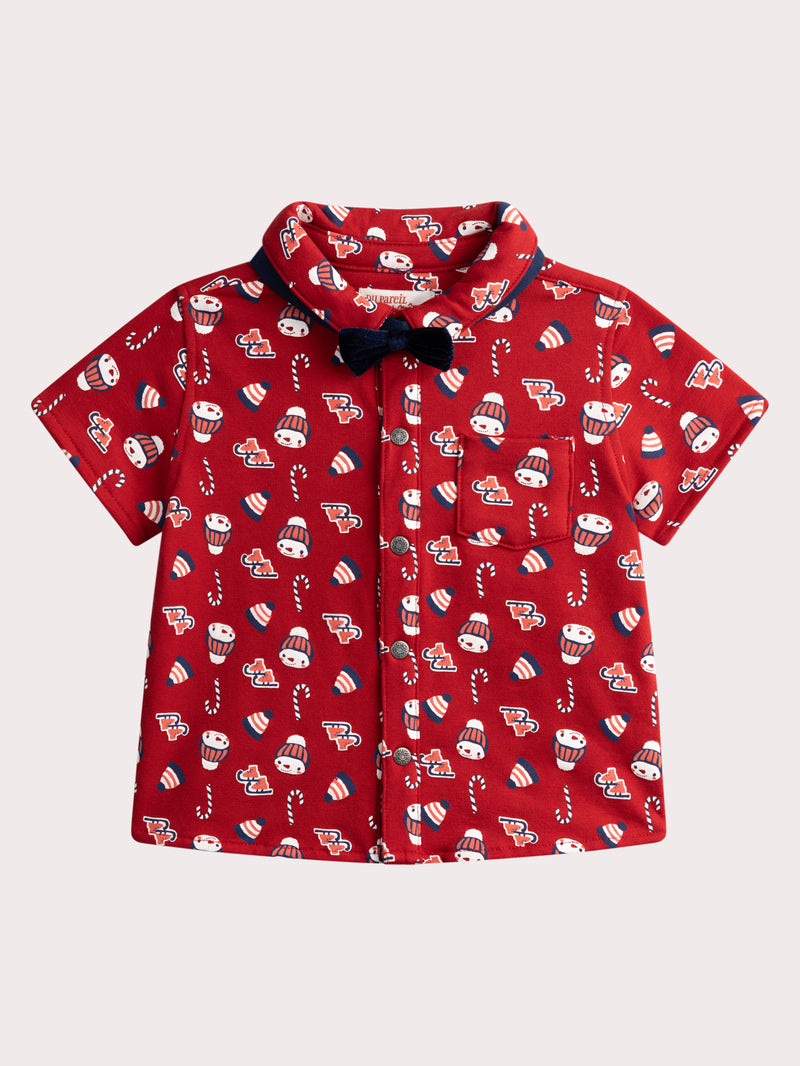 Camisa de mangas cortas con impresión de invierno para bebé niño