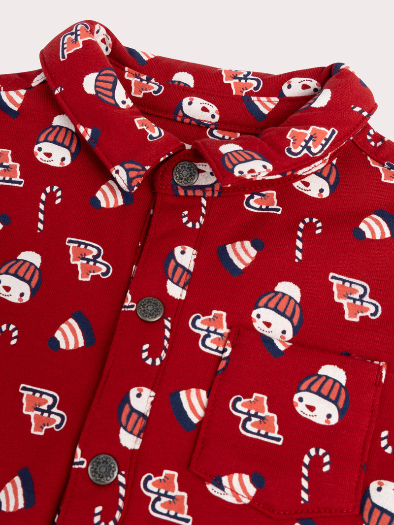 Camisa de mangas cortas con impresión de invierno para bebé niño