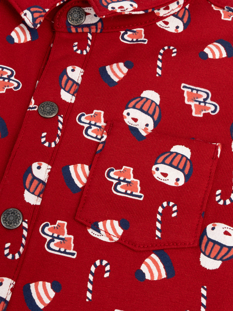 Camisa de mangas cortas con impresión de invierno para bebé niño