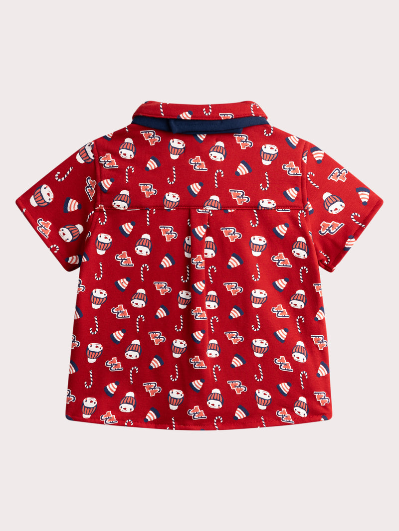 Camisa de mangas cortas con impresión de invierno para bebé niño