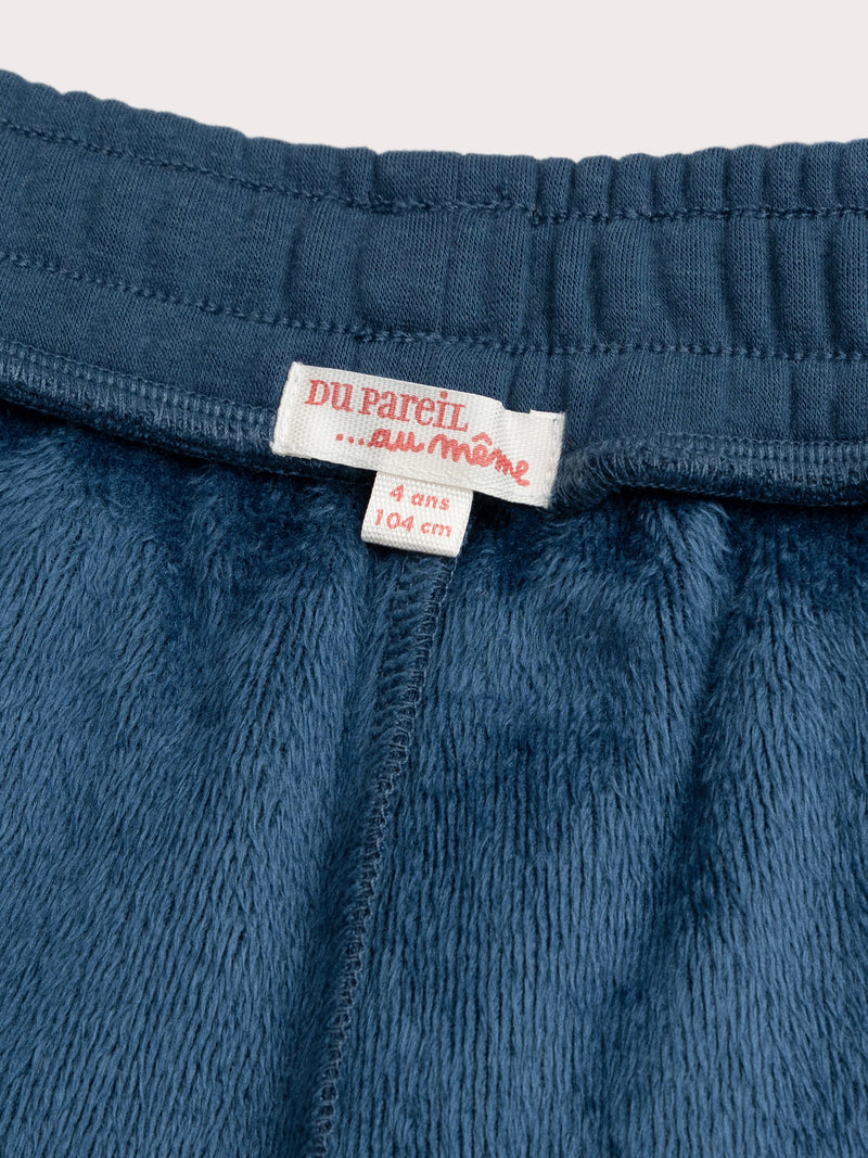 Pantalones de sudadera azules de tela esponjosa