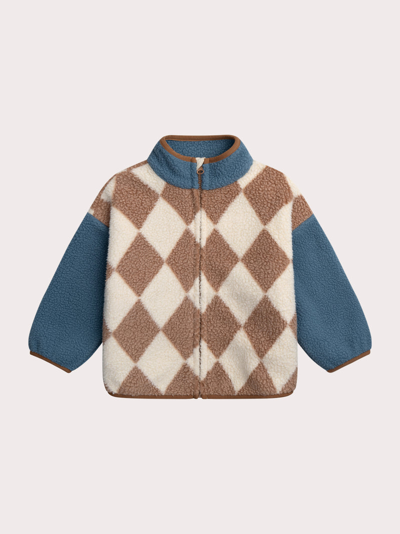 Chaqueta efecto lana a cuadros