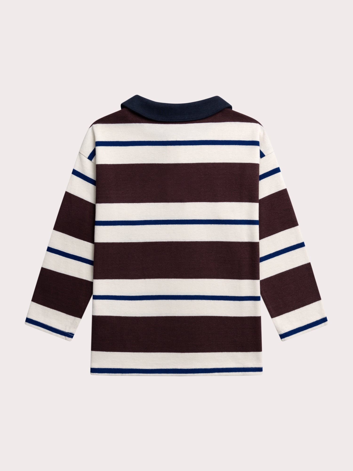 Polo manches longues rayé marron