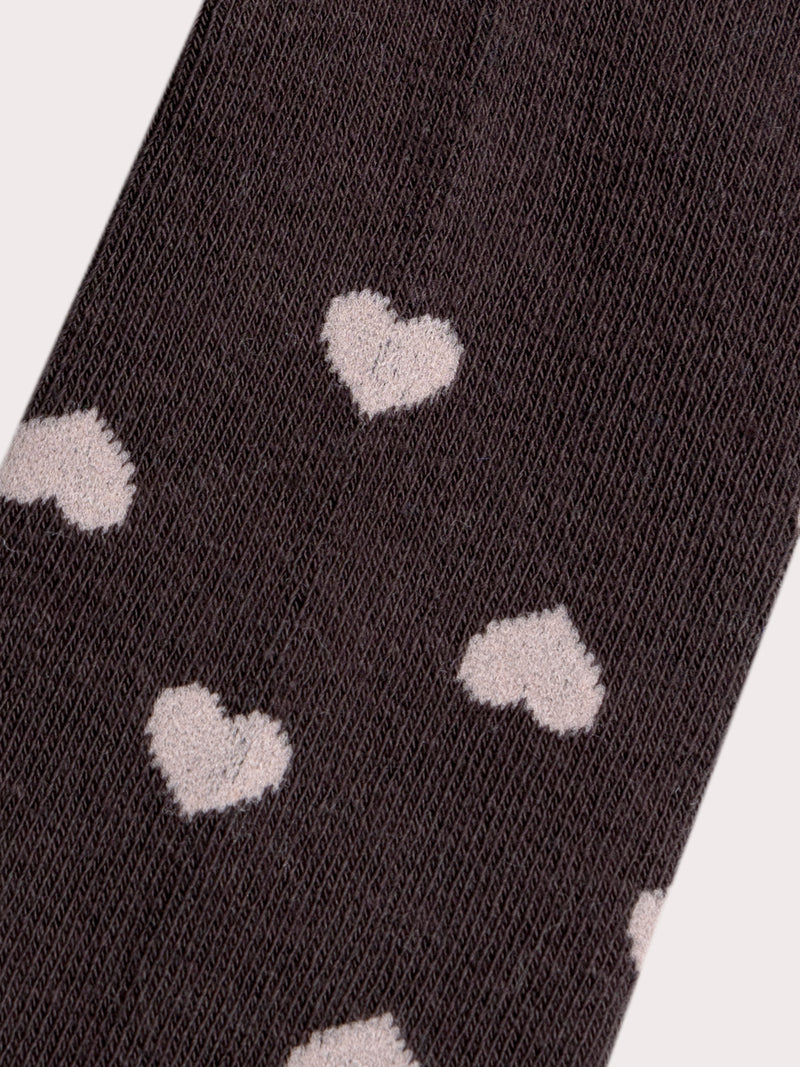 Collant gris à cœurs lilas pour fille