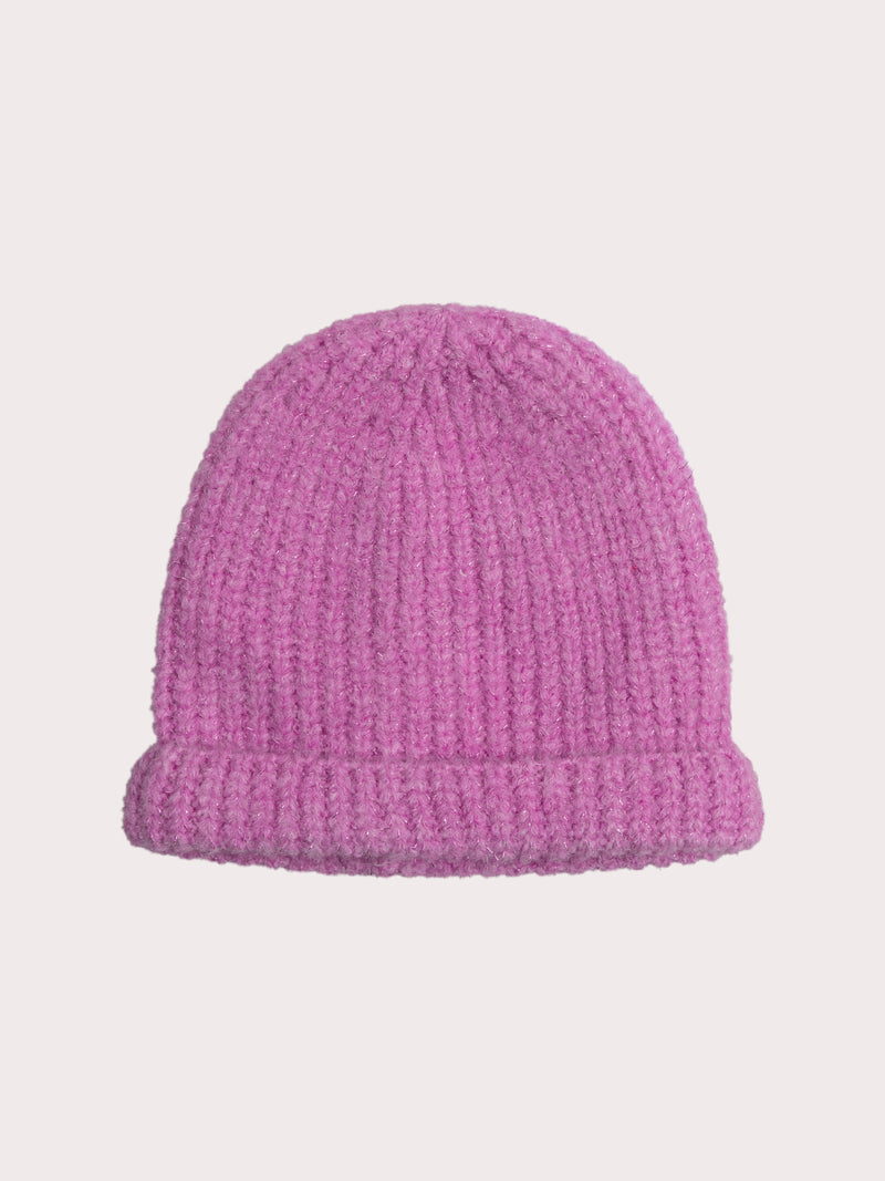 Gorro púrpura con brillos para bebé niña