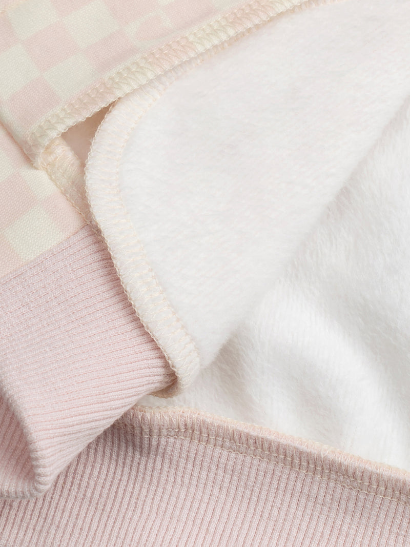 Veste teddy à damier rose et écru pour fille