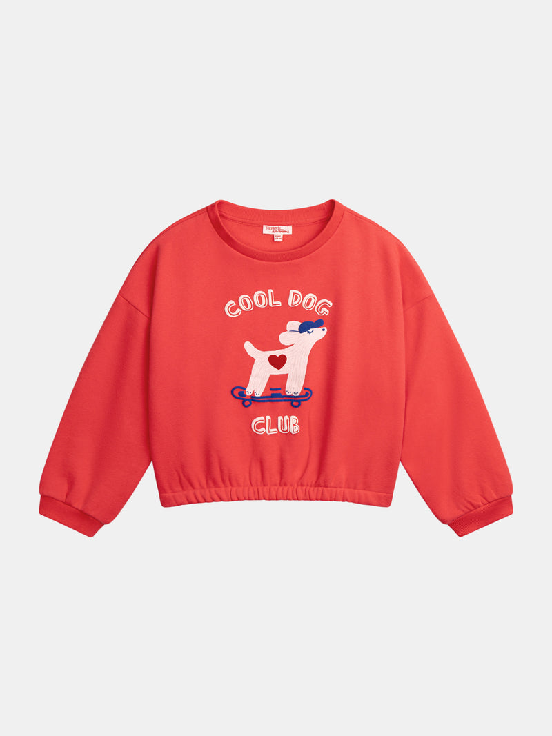 Sudadera roja con animación de perro para niñas